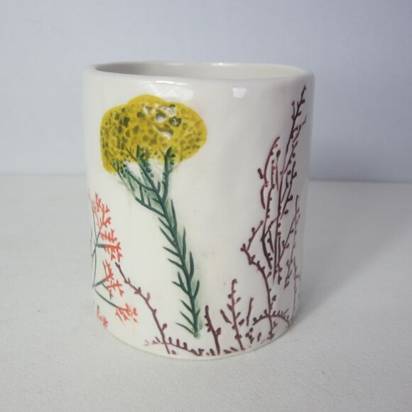 Anthropologie Dagny Monogram Mug Letter C Floral Cottage Pottery Ceramic - Picture 2 of 7